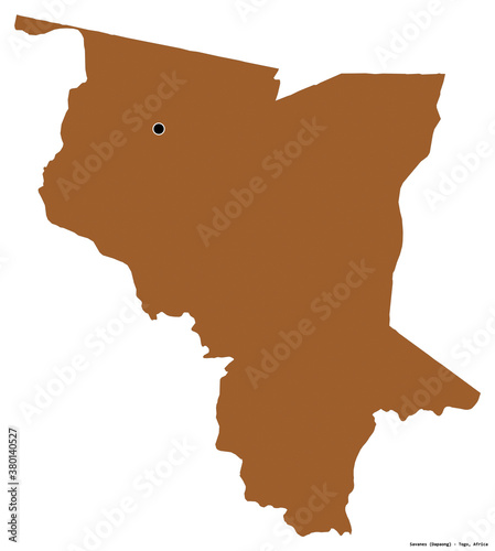 Savanes, region of Togo, on white. Pattern photo
