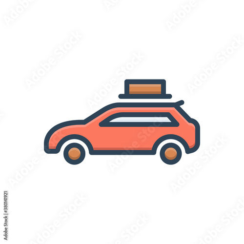 Color illustration icon for wagon car