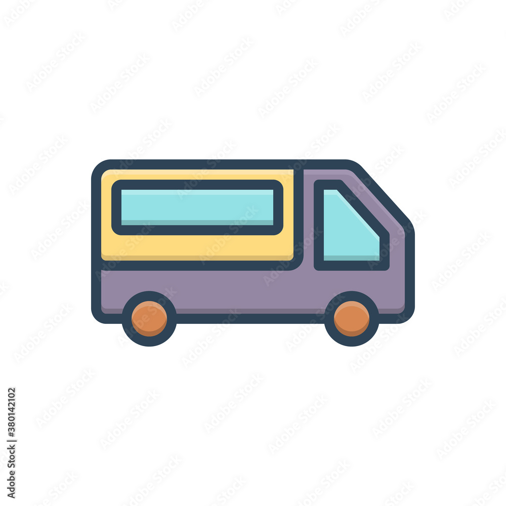 Color illustration icon for pickup van