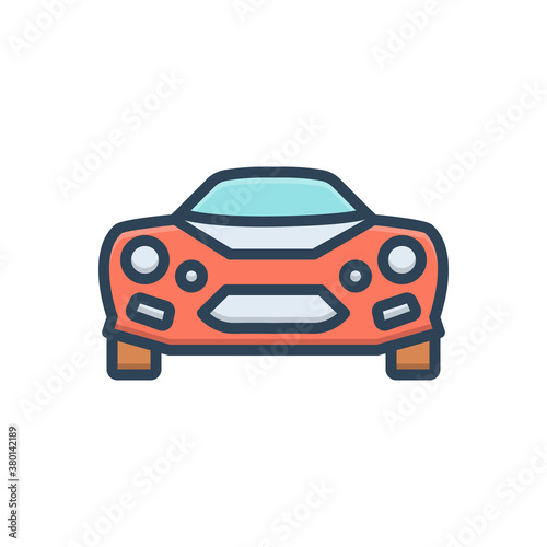 Color illustration icon for sports car