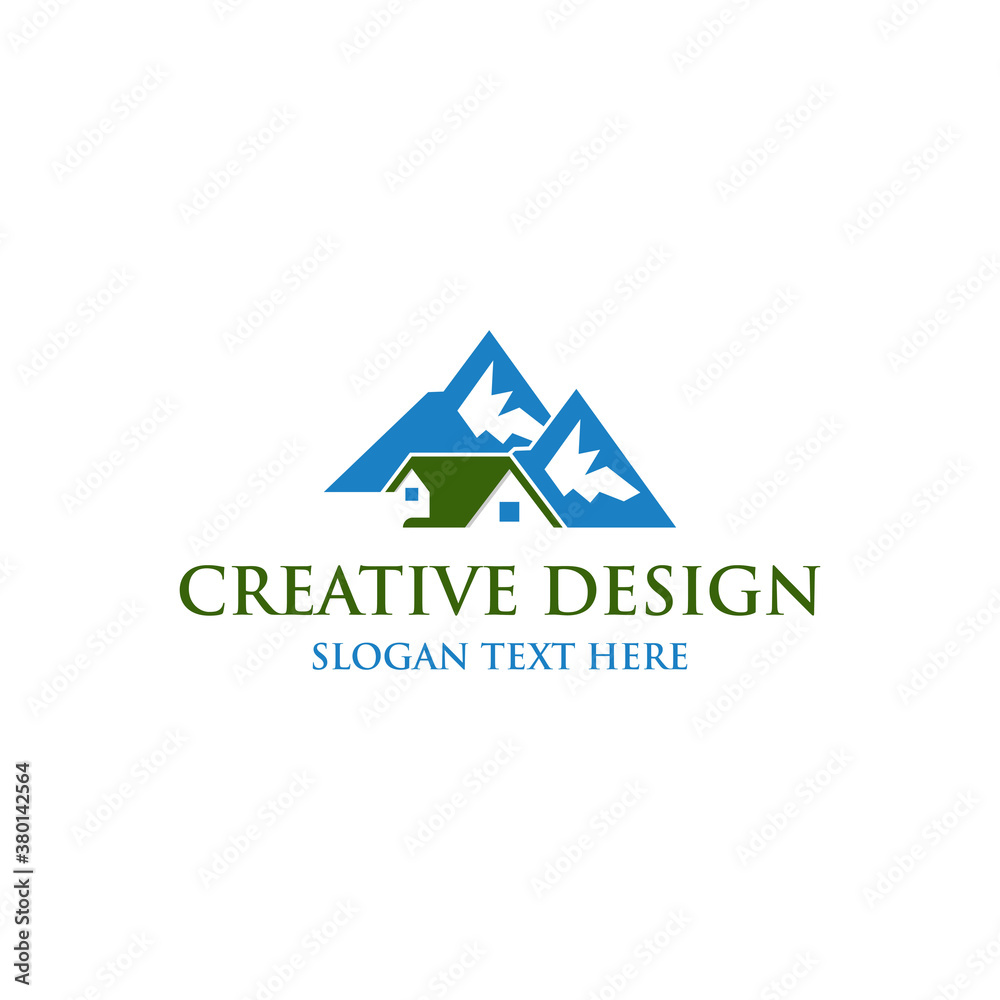 House in the mountain area. Vector logo template. mountain home design logo vintage concept vector template House in the mountain area. Vector logo template. mountain home design logo vintage concept vector template