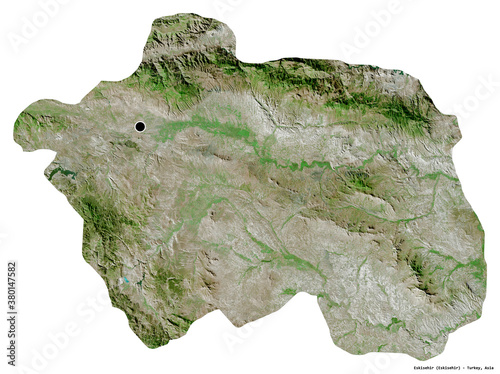 Eskisehir, province of Turkey, on white. Satellite photo