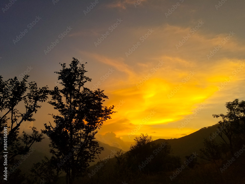 sunset in the mountain northeast  Himalaya 