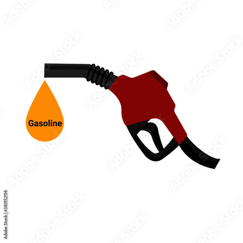 Gasoline and gasoline pump gun on white background