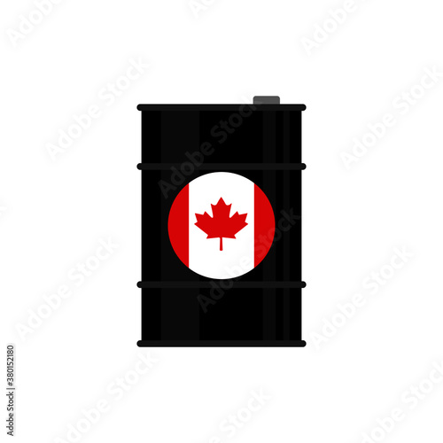 oil barrel and canada flag on white background