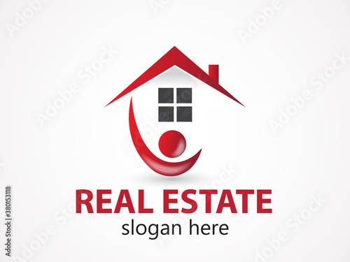 Real estate house people logo icon