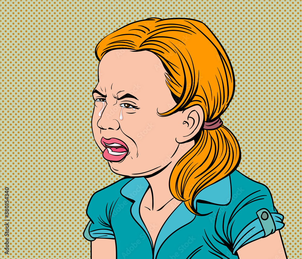 Crying little girl. Pop art vector illustration Crying little girl. Pop art vector illustration