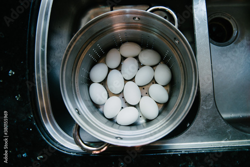 these hardboiled eggs are just waiting to be dyed