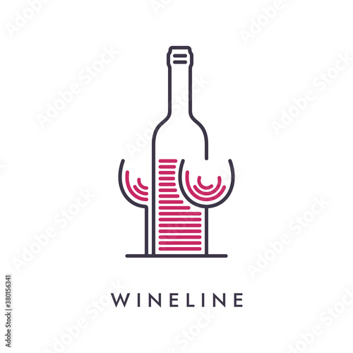 Line Wineglass and Bottle Icon