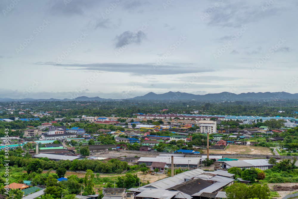 Thailand Pattaya city (Chonburi Province) landscape from drone view in the open sky with the daylight