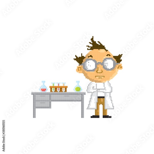 pixel art scientist