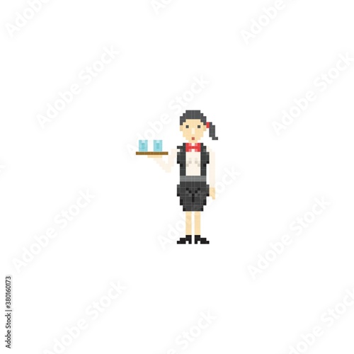 pixel art waitress