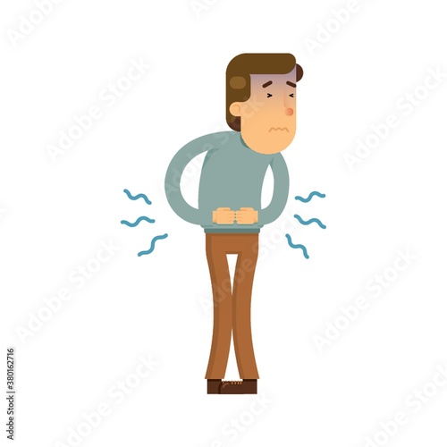 man having stomachache