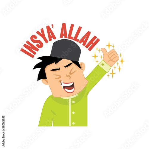 muslim boy saying insyaallah