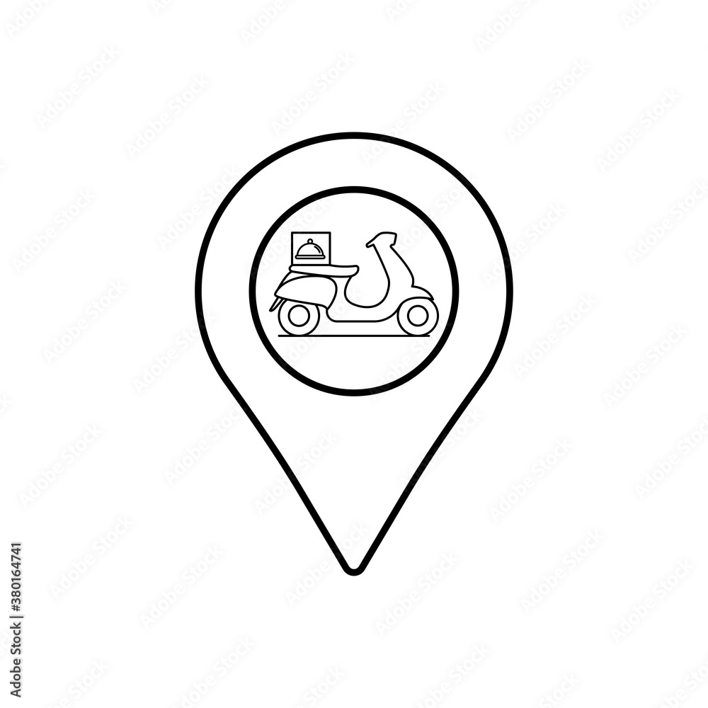 Motorcycle delivery line icon, illustration location delivery. Design template vector Motorcycle delivery line icon, illustration location delivery. Design template vector