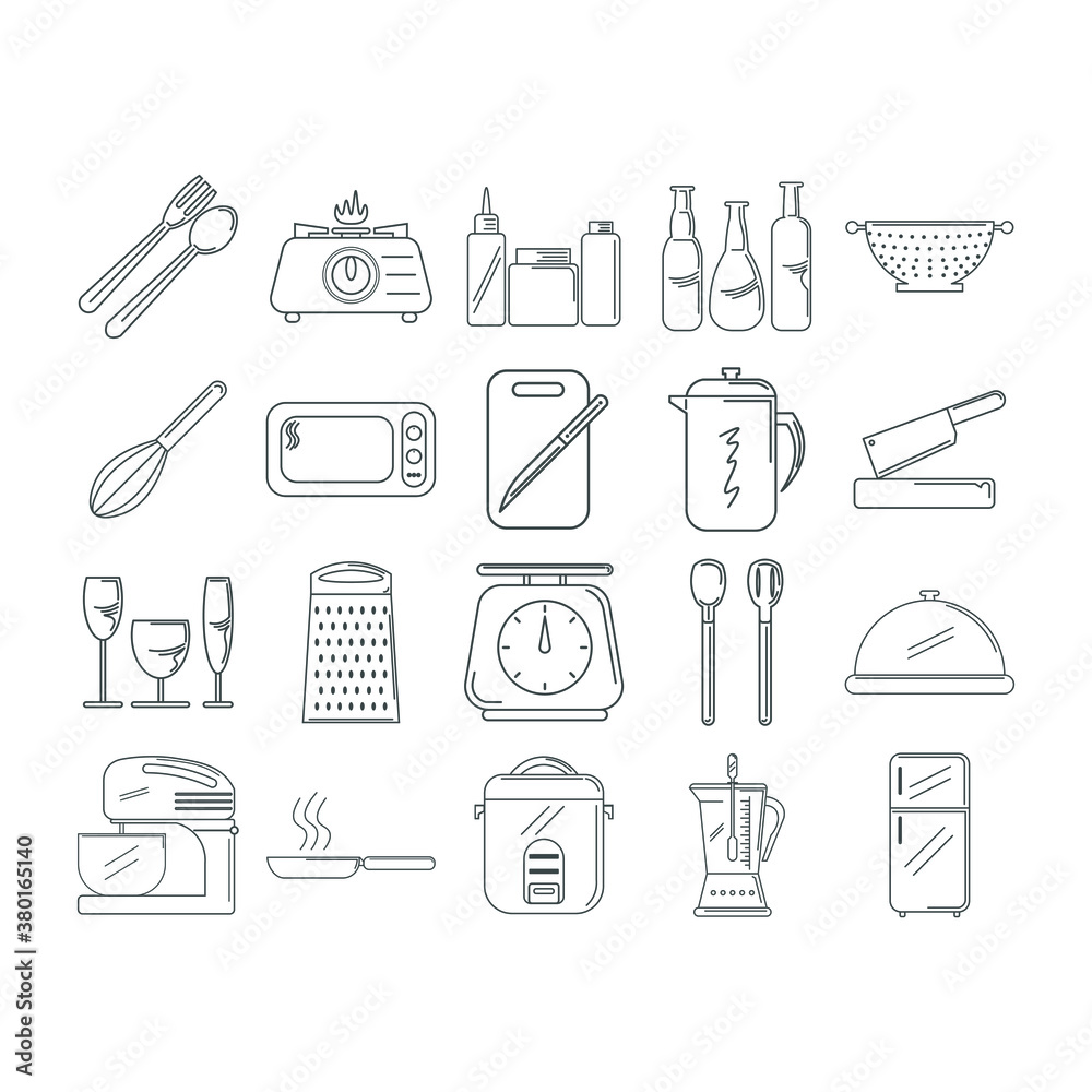 set of kitchen tools. Vector illustration of icon set of kitchen equipment. kitchen appliance icons collection. element for your design ideas. flat style icon set of kitchen tools. Vector illustration of icon set of kitchen equipment. kitchen appliance icons collection. element for your design ideas. flat style icon