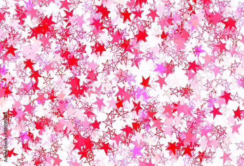 Light Pink  Red vector layout with bright stars.