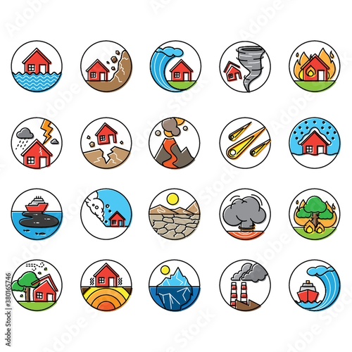 Set of natural disaster icons