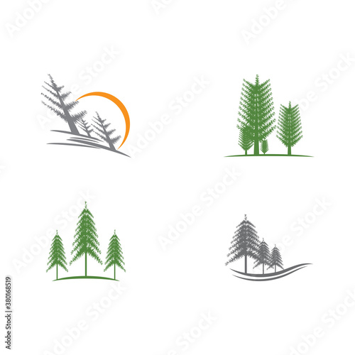 Set Pine tree ilustration logo vector design