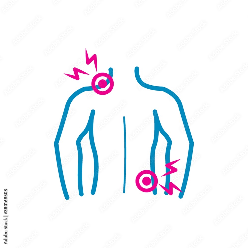 Human body with back and shoulder pain Human body with back and shoulder pain