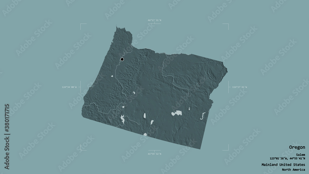 Oregon - Mainland United States. Bounding box. Administrative