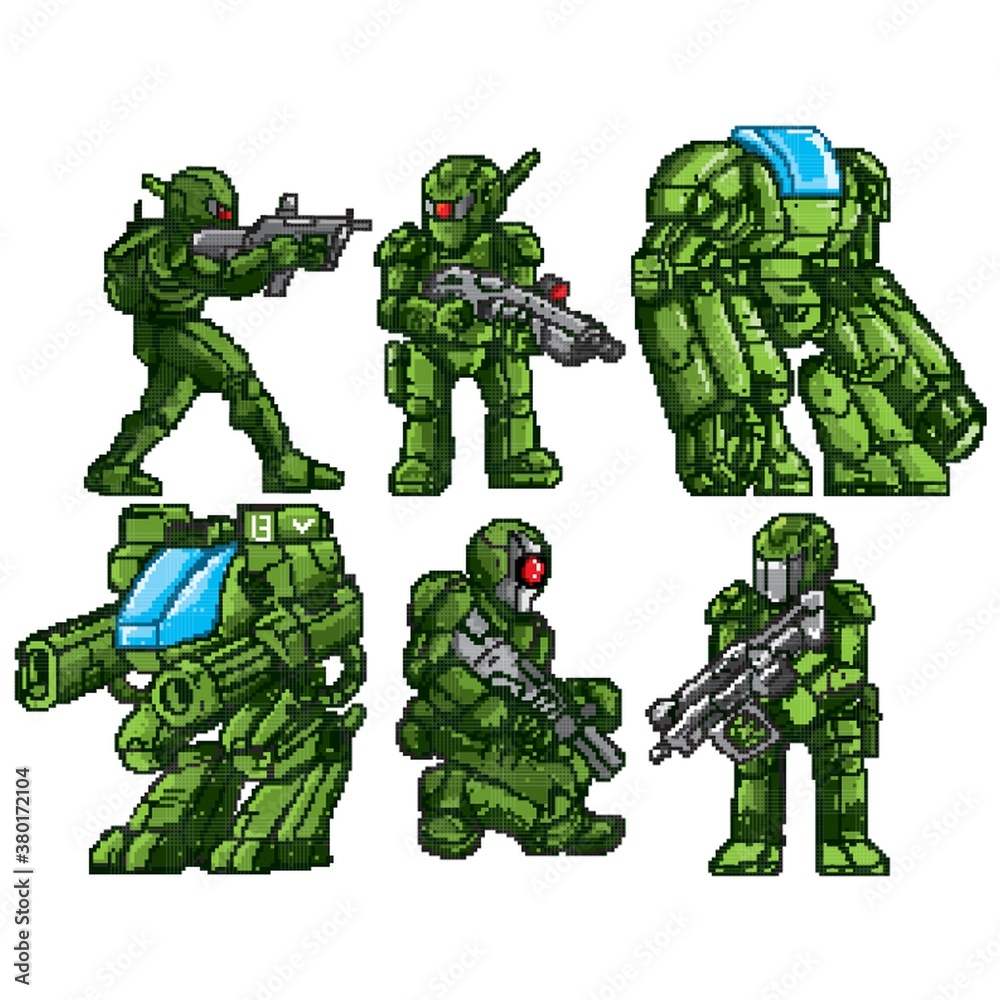Set futuristic game characters Set futuristic game characters