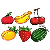 Collection of pixelated fruits