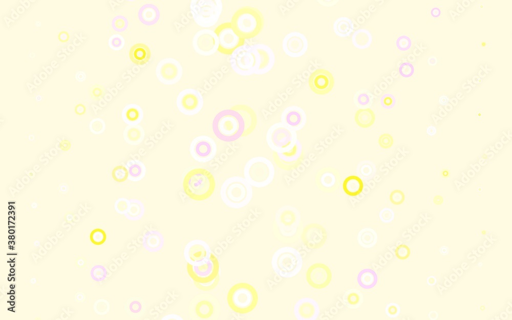 Light Pink, Yellow vector background with bubbles.