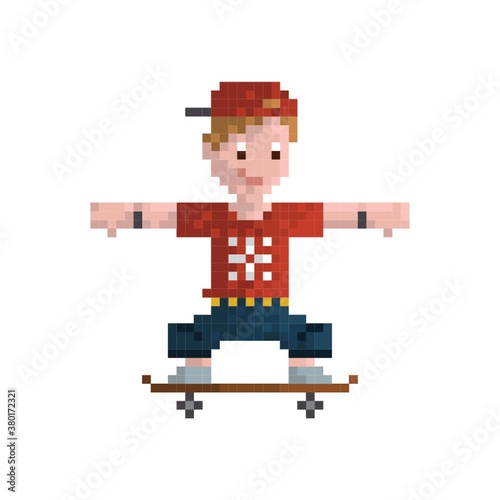Pixel art skateboarder