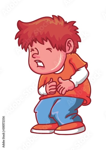 Boy with stomachache concept