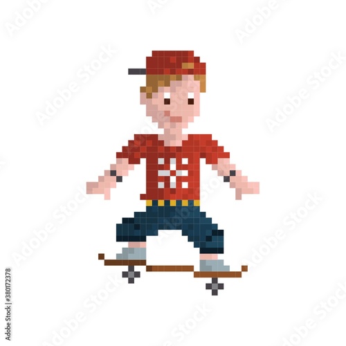 Pixel art skateboarder
