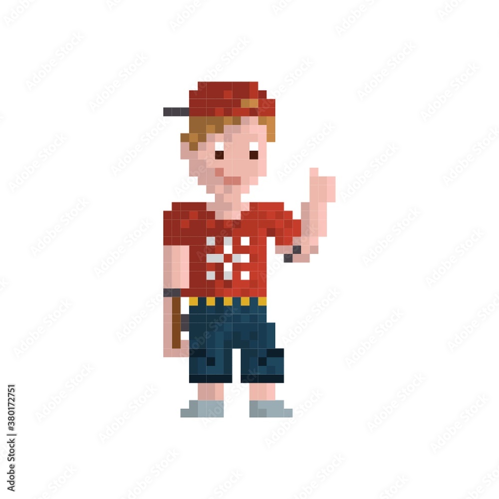 Fototapeta premium Pixel art skateboarder