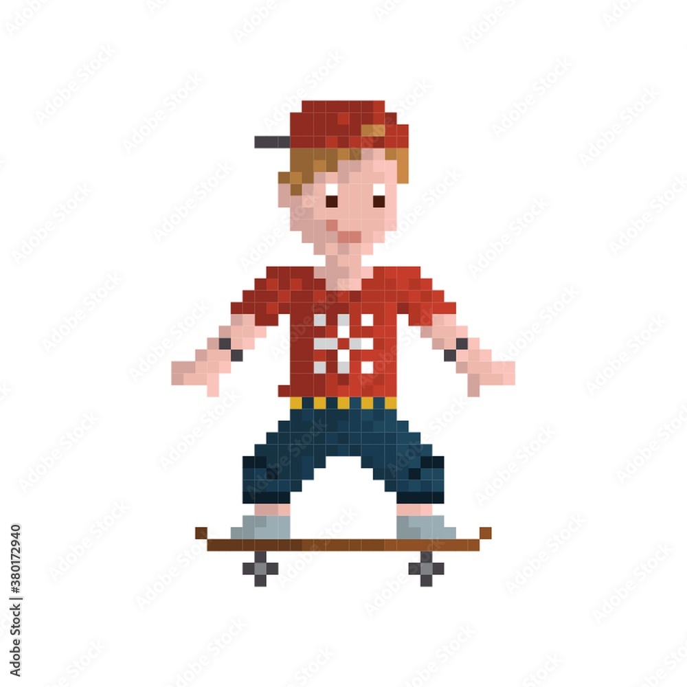 Pixel art skateboarder