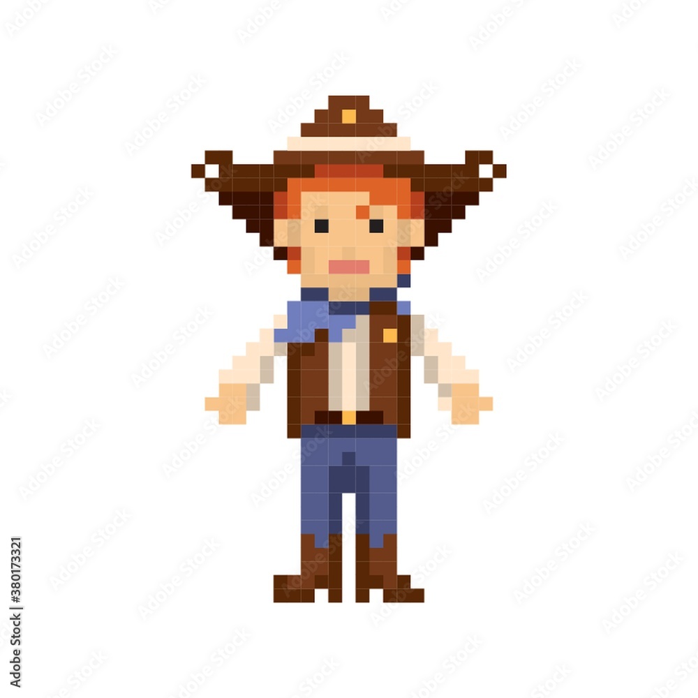 Obraz premium Pixel art cow boy