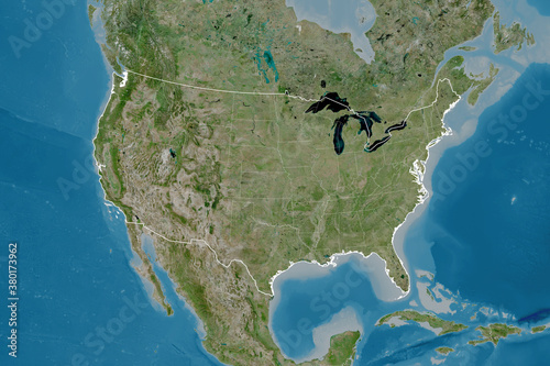 Obraz na płótnie Mainland United States borders. Satellite w salonie