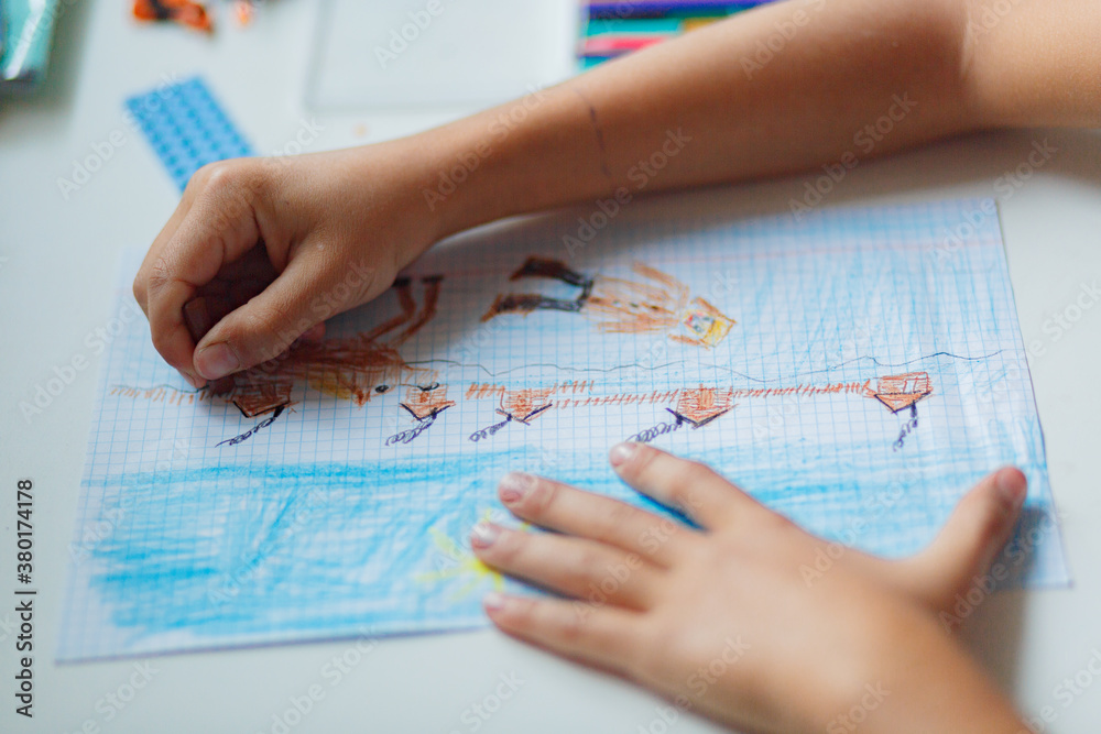 Kids paint. Child painting. Little boy drawing. Kids paint. Child painting. Little boy drawing.