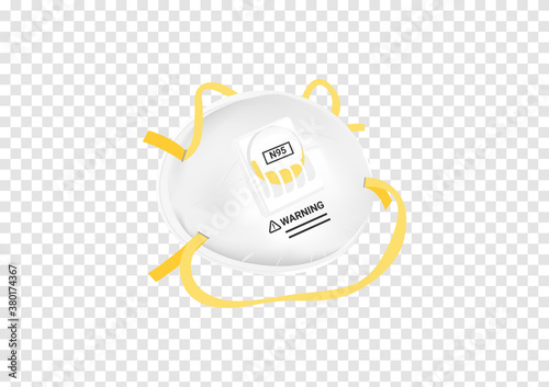 N95 particulate respirator mask vectors for filter dust and anti corona virus, Covid-19 isolated on transparency background ep01 photo