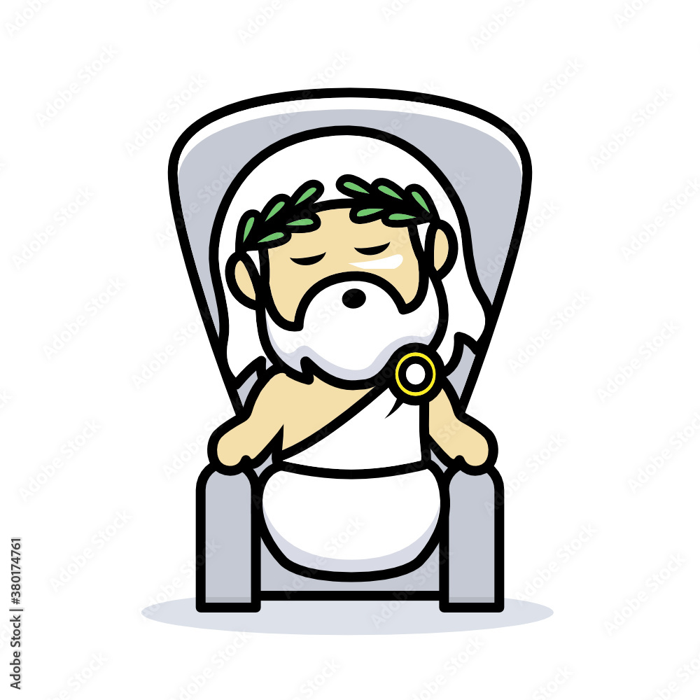 Fototapeta premium Cute Zeus god of thunder mascot chibi