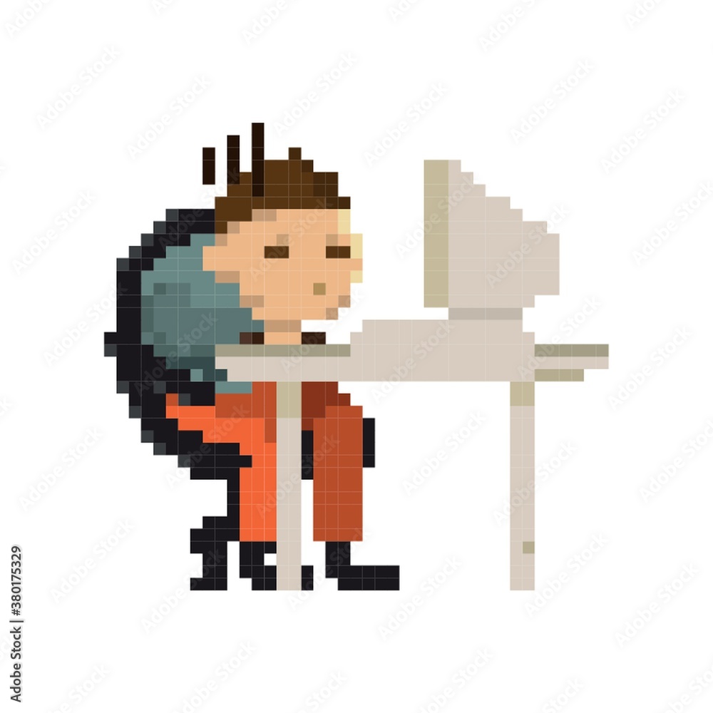 Fototapeta premium Pixel art businessman at work
