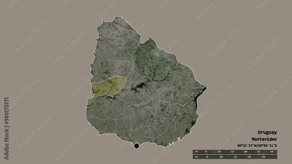 Location of Rio Negro, department of Uruguay,. Satellite