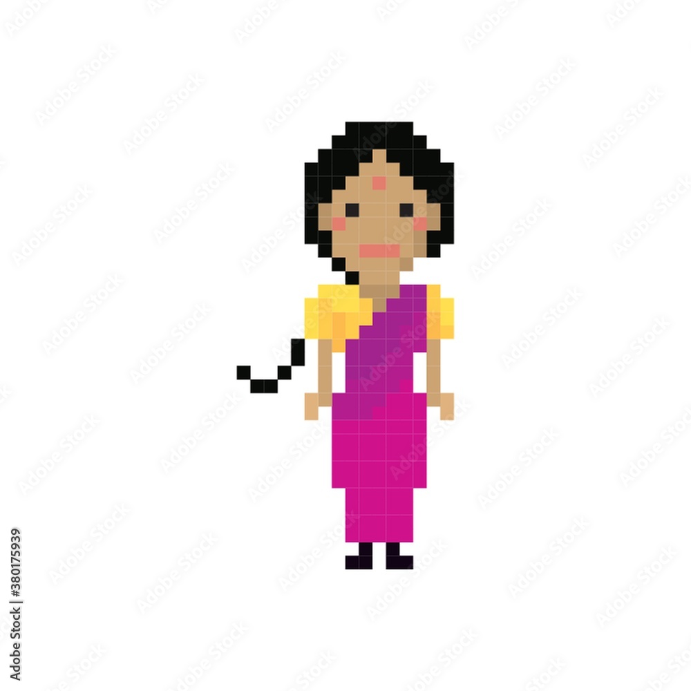 Fototapeta premium Pixel art indian woman