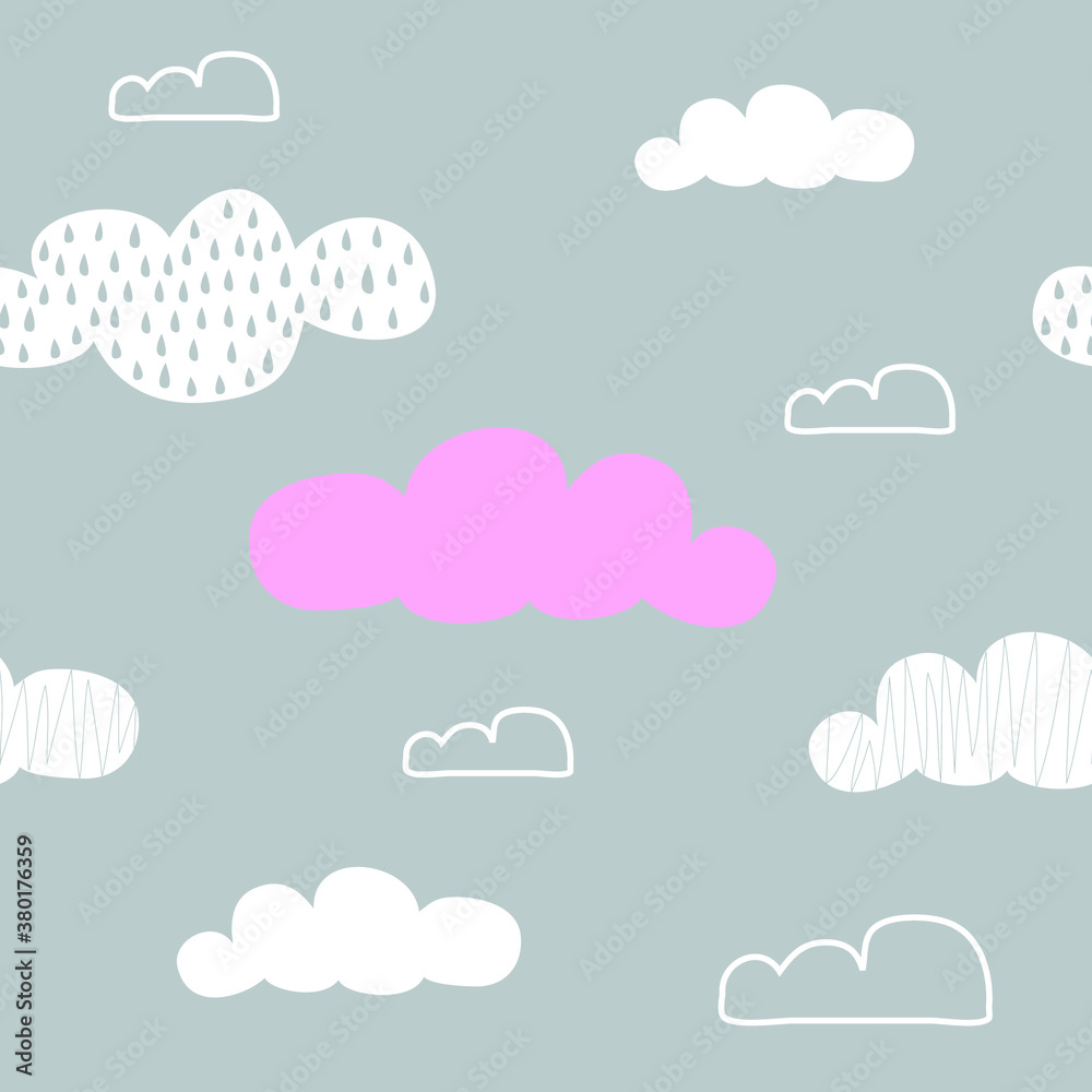 REV cute cloud pattern with grey background
