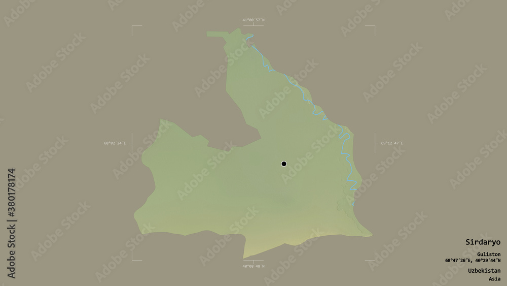 Fototapeta premium Sirdaryo - Uzbekistan. Bounding box. Relief