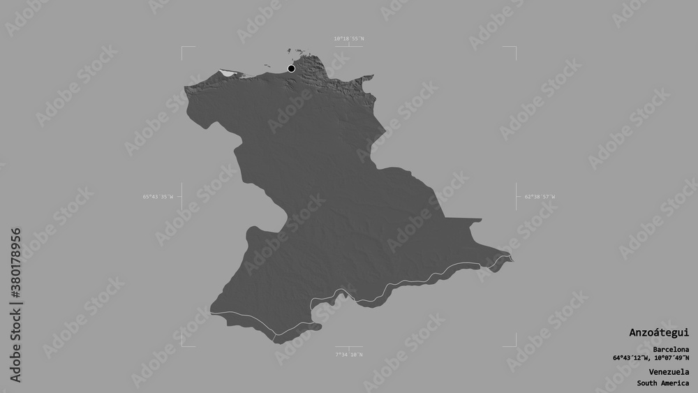 Fototapeta premium Anzoategui - Venezuela. Bounding box. Bilevel