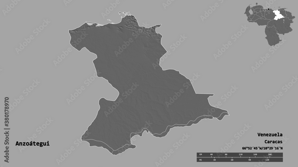 Anzoategui, state of Venezuela, zoomed. Bilevel