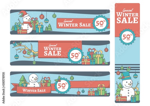 Set of winter sale icons