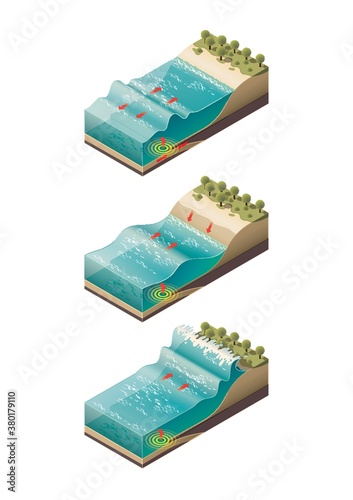 Set of tsunami icons