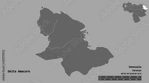 Delta Amacuro  state of Venezuela  zoomed. Bilevel