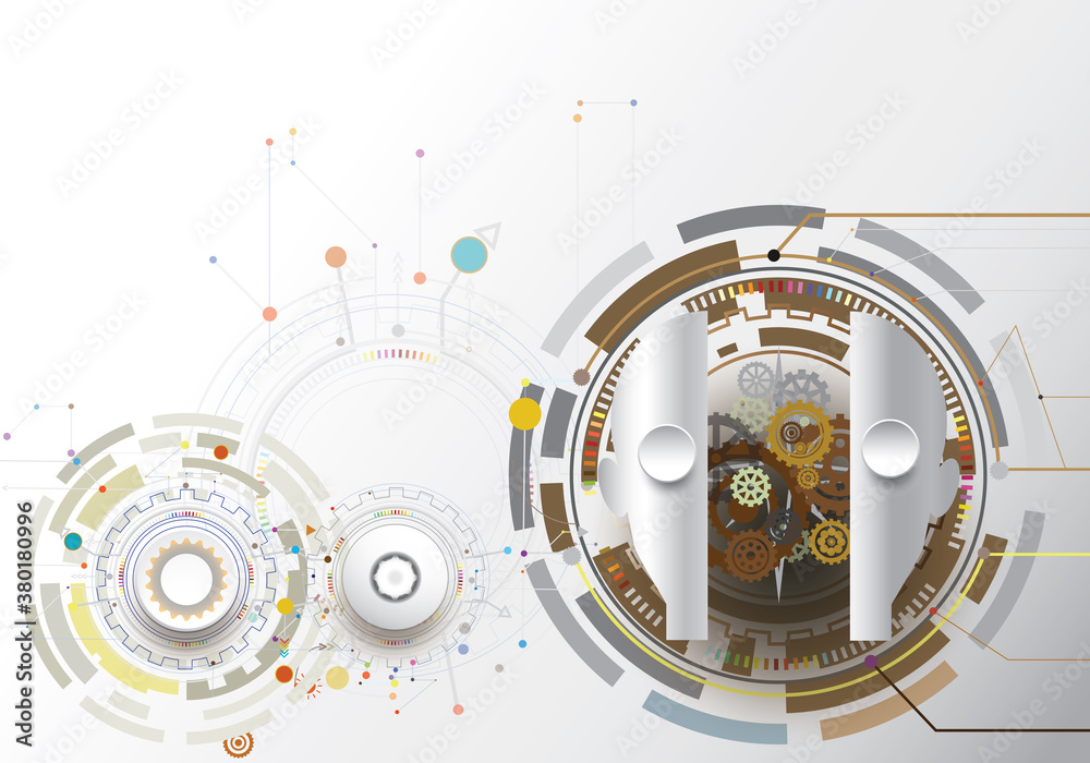 Obraz premium Abstract robot design on gray color background.