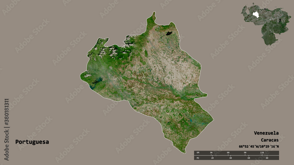 Portuguesa, state of Venezuela, zoomed. Satellite